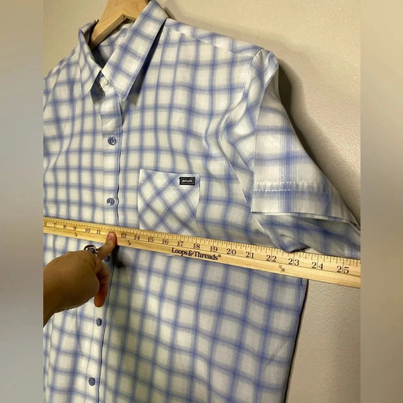 Rip Curl Mens short sleeve button down light blue white plaid size large L - Picture 5 of 9